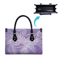 Aotearoa Maori Koru Curves Leather Bag Silver Ferns - Amethyst