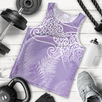Aotearoa Maori Koru Curves Men Tank Top Silver Ferns - Amethyst