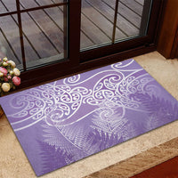 Aotearoa Maori Koru Curves Rubber Doormat Silver Ferns - Amethyst