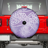 Aotearoa Maori Koru Curves Spare Tire Cover Silver Ferns - Amethyst LT7 - Polynesian Pride