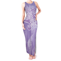 Aotearoa Maori Koru Curves Tank Maxi Dress Silver Ferns - Amethyst LT7 Women Purple - Polynesian Pride