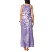 Aotearoa Maori Koru Curves Tank Maxi Dress Silver Ferns - Amethyst LT7 - Polynesian Pride