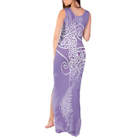Aotearoa Maori Koru Curves Tank Maxi Dress Silver Ferns - Amethyst LT7 - Polynesian Pride