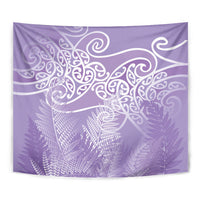 Aotearoa Maori Koru Curves Tapestry Silver Ferns - Amethyst