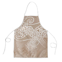 Aotearoa Maori Koru Curves Apron Silver Ferns - Mocha