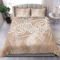 Aotearoa Maori Koru Curves Bedding Set Silver Ferns - Mocha