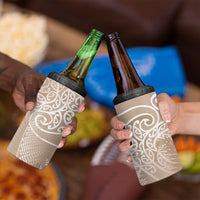 Aotearoa Maori Koru Curves 4 in 1 Can Cooler Tumbler Silver Ferns - Mocha