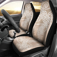 Aotearoa Maori Koru Curves Car Seat Cover Silver Ferns - Mocha LT7 - Polynesian Pride