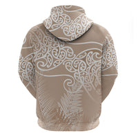 Aotearoa Maori Koru Curves Hoodie Silver Ferns - Mocha