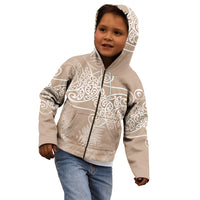 Aotearoa Maori Koru Curves Kid Hoodie Silver Ferns - Mocha