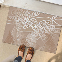 Aotearoa Maori Koru Curves Rubber Doormat Silver Ferns - Mocha