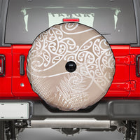 Aotearoa Maori Koru Curves Spare Tire Cover Silver Ferns - Mocha