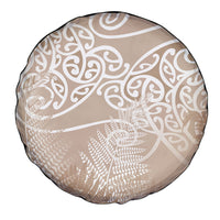 Aotearoa Maori Koru Curves Spare Tire Cover Silver Ferns - Mocha