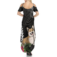 Personalised Polynesian Dog Summer Maxi Dress Corgi Mix Tropical Flowers LT7 - Polynesian Pride