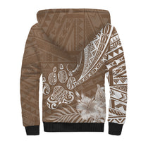 Personalised Polynesian Pacific Bulldog Sherpa Hoodie With Brown Hawaii Tribal Tattoo Patterns LT7 - Polynesian Pride