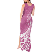 Personalised Polynesian Pacific Bulldog Tank Maxi Dress With Pink Hawaii Tribal Tattoo Patterns LT7 - Polynesian Pride