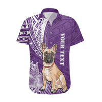 Personalised Polynesian Pacific Bulldog Hawaiian Shirt With Violet Hawaii Tribal Tattoo Patterns LT7 Purple - Polynesian Pride