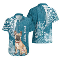 Personalised Polynesian Pacific Bulldog Hawaiian Shirt With Teal Hawaii Tribal Tattoo Patterns LT7 - Polynesian Pride