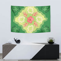 Hawaii Quilt Inspired Collection Aloha Flowers Tapestry Plumeria - Ti Leaf Lei LT7 - Polynesian Pride