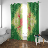 Hawaii Quilt Inspired Collection Aloha Flowers Window Curtain Plumeria - Ti Leaf Lei