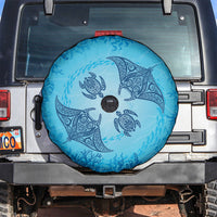 Hawaii Quilt Inspired Collection Aloha Sea Spare Tire Cover Manta Ray and Turtles LT7 Cerulean - Polynesian Pride