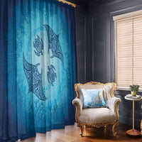 Hawaii Quilt Inspired Collection Aloha Sea Window Curtain Manta Ray and Turtles LT7 - Polynesian Pride