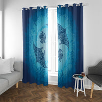 Hawaii Quilt Inspired Collection Aloha Sea Window Curtain Manta Ray and Turtles LT7 With Grommets Cerulean - Polynesian Pride