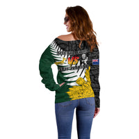 Personalised New Zealand Vs South Africa Rugby Off Shoulder Sweater Rivals - Tribal Style LT7 - Polynesian Pride