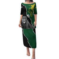 Personalised New Zealand Vs South Africa Rugby Puletasi Rivals Dynamics LT7 Long Dress Black Green - Polynesian Pride