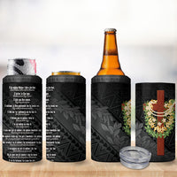 Hawaii Ka Pule a ka Haku Memorial 4 in 1 Can Cooler Tumbler Flower Lei Cross - Black LT7 - Polynesian Pride