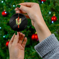Hawaii Ka Pule a ka Haku Memorial Ceramic Ornament Flower Lei Cross - Black