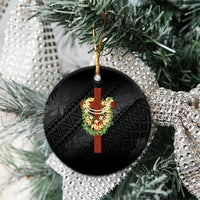 Hawaii Ka Pule a ka Haku Memorial Ceramic Ornament Flower Lei Cross - Black