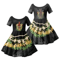 Hawaii Ka Pule a ka Haku Memorial Family Matching Mermaid Dress and Hawaiian Shirt Flower Lei Cross - Black LT7 Daughter's Dress Black - Polynesian Pride