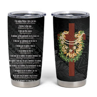 Hawaii Ka Pule a ka Haku Memorial Tumbler Cup Flower Lei Cross - Black LT7 Black - Polynesian Pride