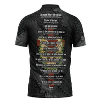 Hawaii Ka Pule a ka Haku Memorial Zipper Polo Shirt Flower Lei Cross - Black LT7 - Polynesian Pride
