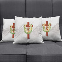 Hawaii Ka Pule a ka Haku Memorial Pillow Cover Flower Lei Cross - Ivory White LT7 - Polynesian Pride