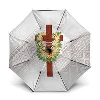 Hawaii Ka Pule a ka Haku Memorial Umbrella Flower Lei Cross - Ivory White LT7 One Size Folded 11.42 inch Opened Diameter 37.4 inch Ivory - Polynesian Pride