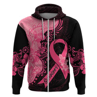 Polynesian Hoodie Plumeria Breast Cancer Awareness Survivor Ribbon Pink LT7 - Polynesian Pride