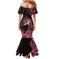 Polynesian Family Matching Mermaid Dress and Hawaiian Shirt Breast Cancer RIbbon Butterfly Mix Plumeria Curves Pink LT7 - Polynesian Pride