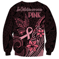 Polynesian Sweatshirt Breast Cancer RIbbon Butterfly Mix Plumeria Curves Pink LT7 - Polynesian Pride