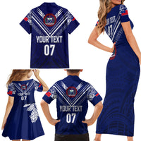 Personalised Samoa Rugby Family Matching Short Sleeve Bodycon Dress and Hawaiian Shirt World Cup 2023 Siamupini Siva Tau LT7 - Polynesian Pride