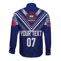 Personalised Samoa Rugby Long Sleeve Button Shirt World Cup 2023 Siamupini Siva Tau LT7 - Polynesian Pride
