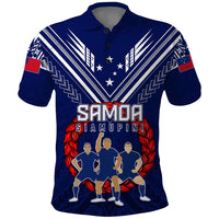Personalised Samoa Rugby Polo Shirt World Cup 2023 Siamupini Siva Tau LT7 Blue - Polynesian Pride
