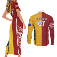 Australia - Tonga Rugby Custom Couples Matching Short Sleeve Bodycon Dress and Long Sleeve Button Shirt Minimalist Dynamic