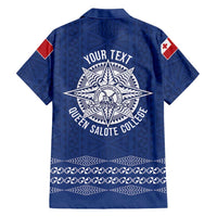Queen Salote College 100 Years Anniversary Personalized Family Matching Puletasi and Hawaiian Shirt Tonga QSC Royal Blue - Polynesian Pride