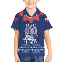 Queen Salote College 100 Years Anniversary Personalized Family Matching Puletasi and Hawaiian Shirt Tonga QSC Royal Blue - Polynesian Pride