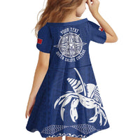 Queen Salote College 100 Years Anniversary Personalized Family Matching Short Sleeve Bodycon Dress and Hawaiian Shirt Tonga QSC Royal Blue - Polynesian Pride