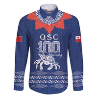 Queen Salote College 100 Years Anniversary Personalized Family Matching Short Sleeve Bodycon Dress and Hawaiian Shirt Tonga QSC Royal Blue - Polynesian Pride