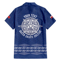 Queen Salote College 100 Years Anniversary Personalized Family Matching Tank Maxi Dress and Hawaiian Shirt Tonga QSC Royal Blue - Polynesian Pride
