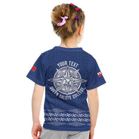 Queen Salote College 100 Years Anniversary Personalized Kid T Shirt Tonga QSC Royal Blue - Polynesian Pride